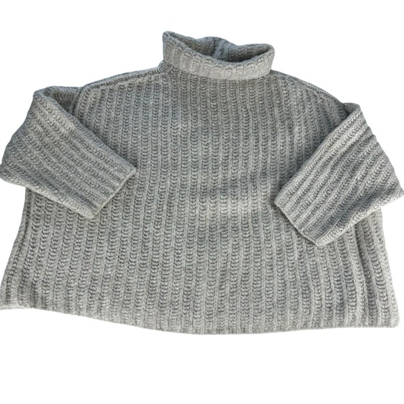 Free People Womens Sweater Size Medium Beige Cropped Turtleneck Cozy Boho - Picture 6 of 11